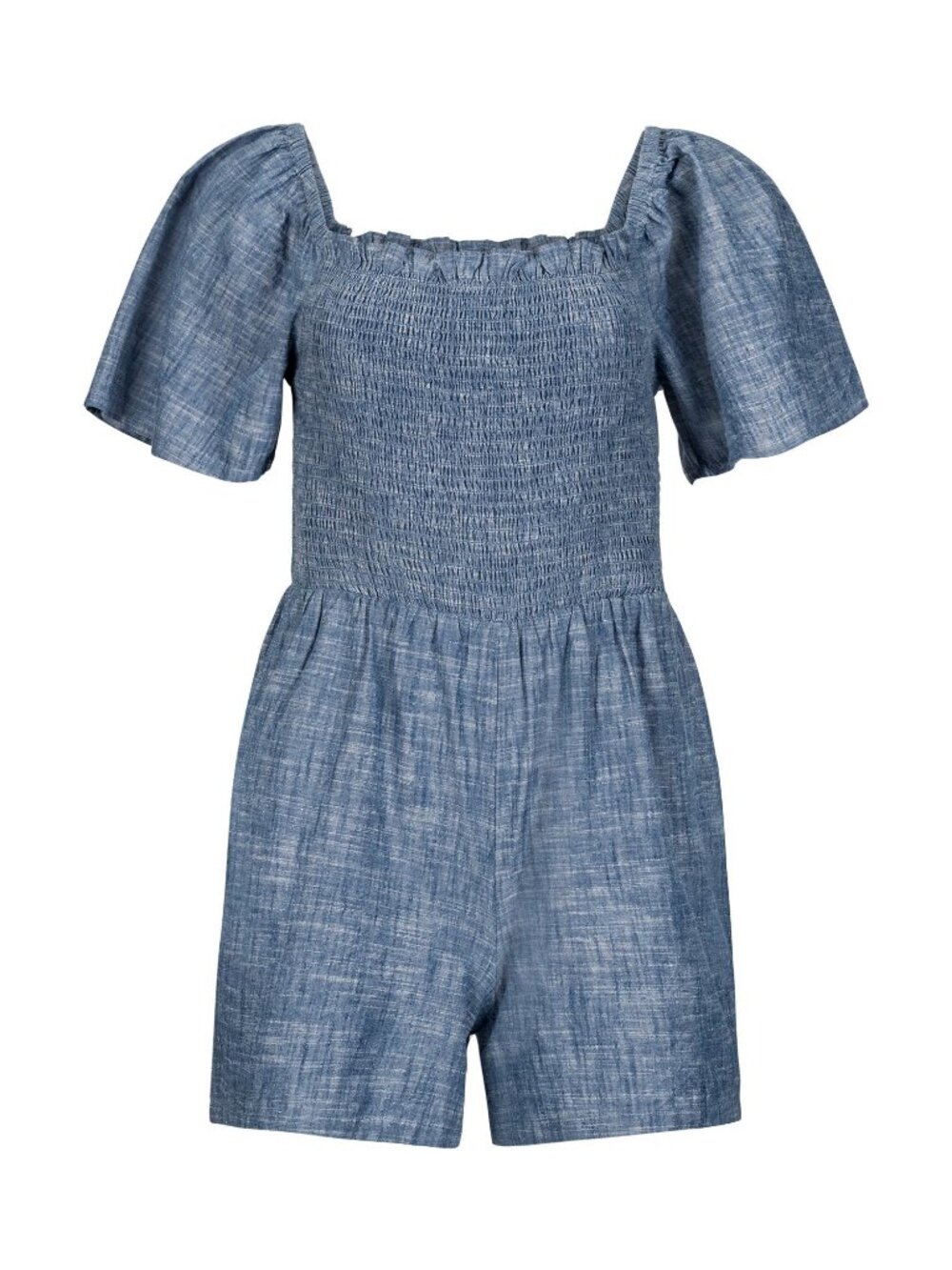Hope & Henry Organic Smocked Chambray Romper - Chambray - Picture 4 of 5